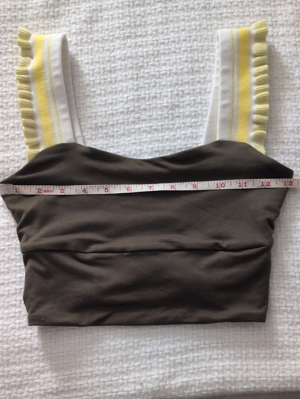 free People Women’s Square Neck Crop Top with Yellow-Trim Straps - Picture 6 of 8